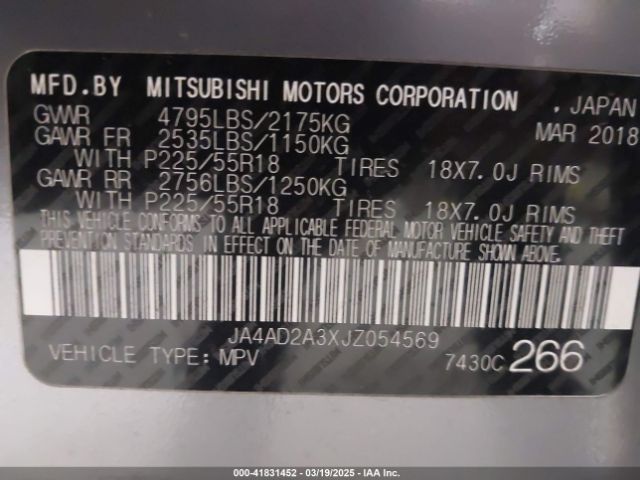 JA4AD2A3XJZ054569 Mitsubishi Outlander Es