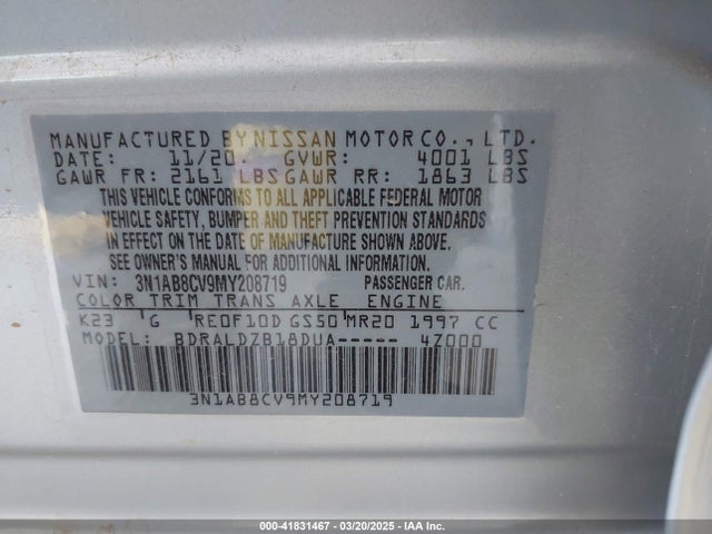 3N1AB8CV9MY208719 Nissan Sentra Sv Xtronic Cvt