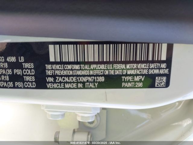 ZACNJDE1XNPN71389 Jeep Renegade Altitude 4x4