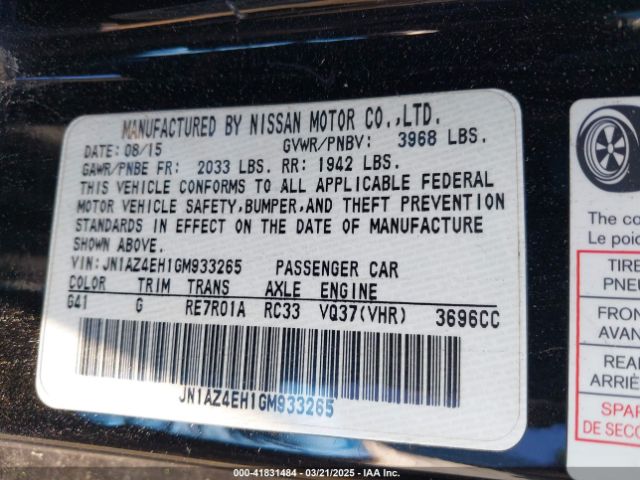 JN1AZ4EH1GM933265 Nissan 370Z