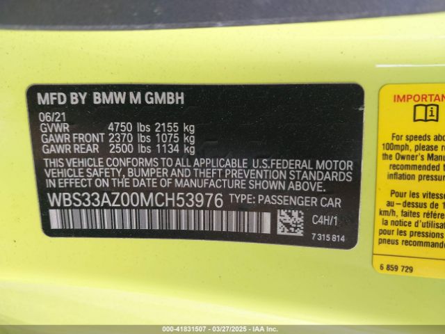 WBS33AZ00MCH53976 BMW M4 Competition