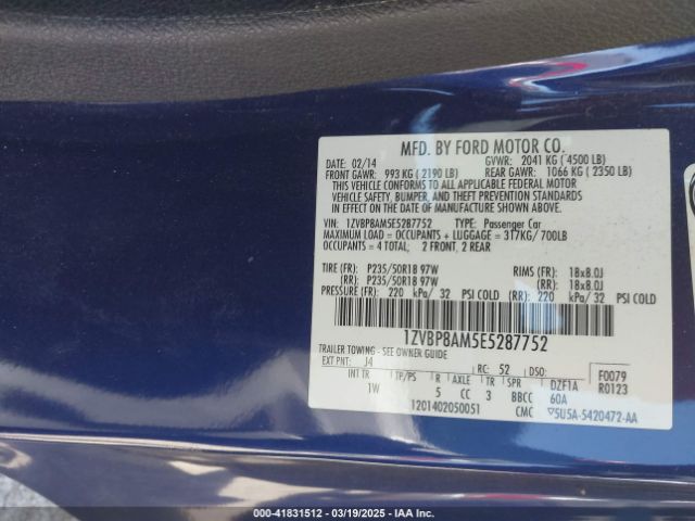 1ZVBP8AM5E5287752 Ford Mustang V6