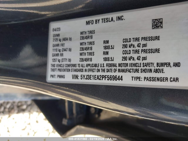 2023 TESLA MODEL 3 5YJ3E1EA2PF569644 Photo 8