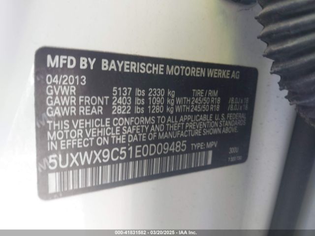 5UXWX9C51E0D09485 BMW X3 Xdrive28i