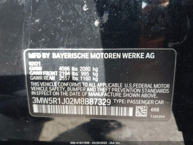 3MW5R1J02M8B87329 BMW 330I