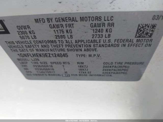 1GNFLHEK9EZ124045 Chevrolet Equinox Ltz