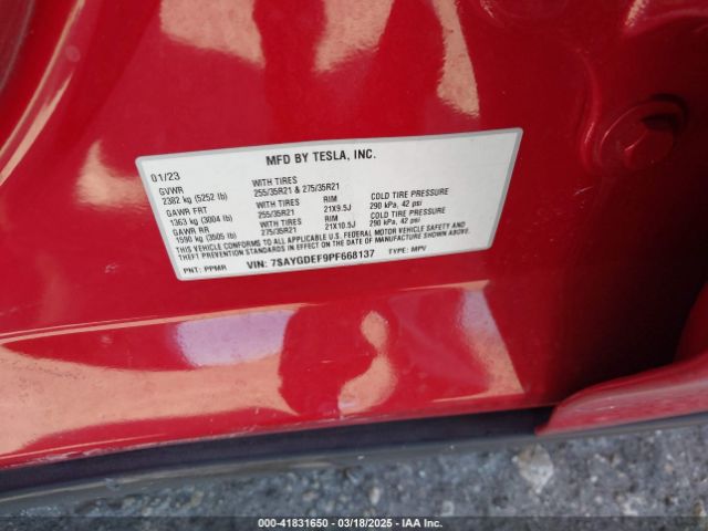 7SAYGDEF9PF668137 Tesla Model Y Performance Dual Motor All-wheel Drive