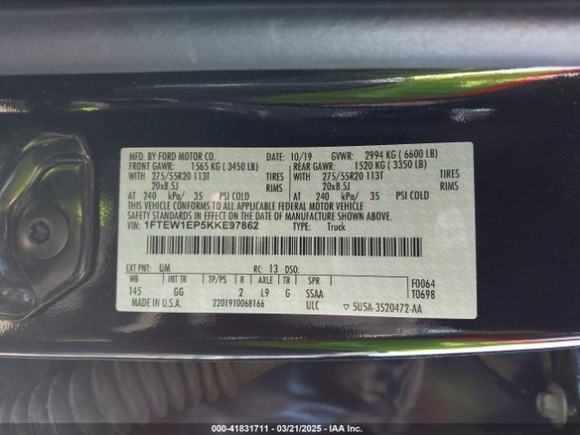 1FTEW1EP5KKE97862 Ford F-150 Xl