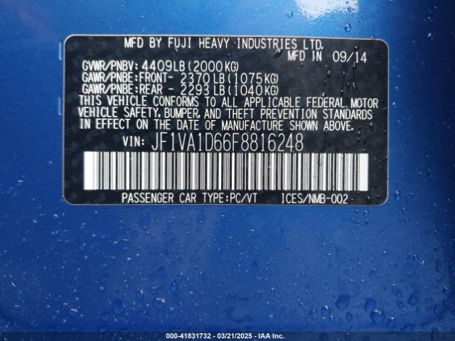 JF1VA1D66F8816248 Subaru Wrx Premium
