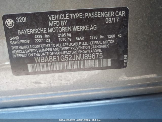 2018 BMW 320I WBA8E1G52JNU89675 Photo 8