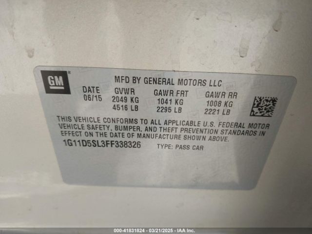 1G11D5SL3FF338326 Chevrolet MALIBU 2LT