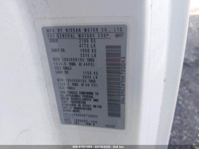 3N63M0ZN9HK720043 Chevrolet City Express 1lt