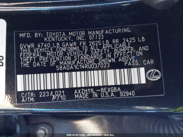 58ADA1C14RU037023 Lexus ES 300H