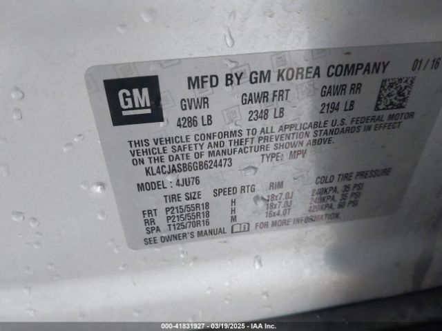 KL4CJASB6GB624473 Buick Encore