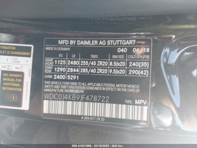 WDC0J4KB9JF478722 Mercedes-Benz Glc 300 Coupe 4matic