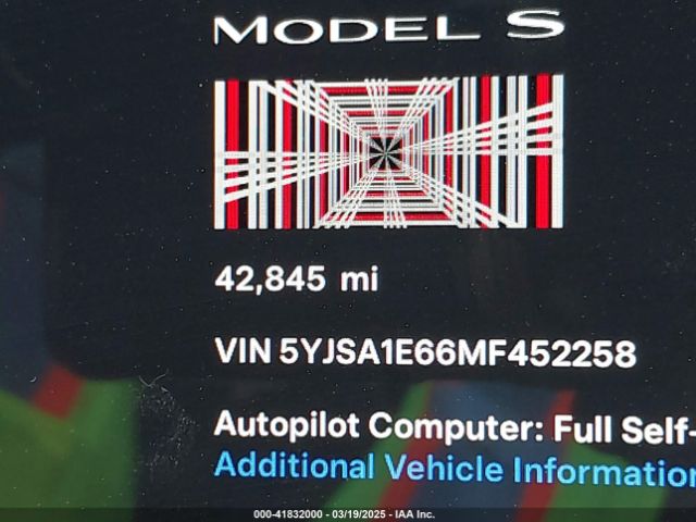 5YJSA1E66MF452258 Tesla Model S Plaid Tri Motor All-wheel Drive