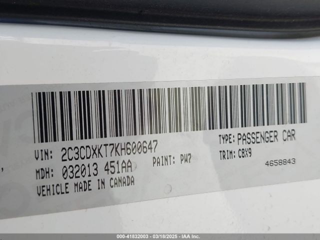 2C3CDXKT7KH600647 Dodge Charger Police Awd