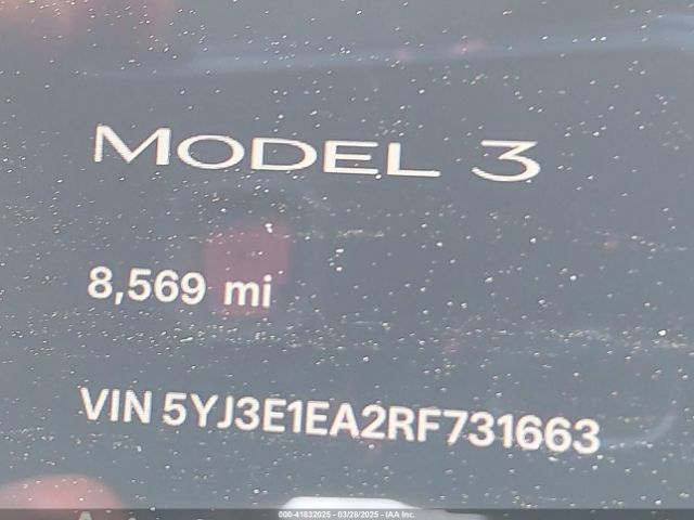 5YJ3E1EA2RF731663 Tesla Model 3 Long Range Dual Motor All-wheel Drive/rear-wheel Drive