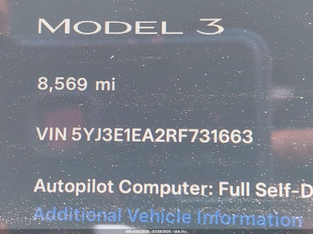 5YJ3E1EA2RF731663 Tesla Model 3 Long Range Dual Motor All-wheel Drive/rear-wheel Drive