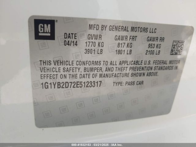 1G1YB2D72E5123317 Chevrolet CORVETTE STINGRAY