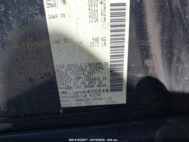1N4AL3AP5FN870448 Nissan Altima 2.5 S