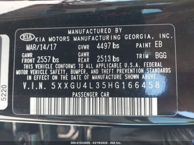 5XXGU4L35HG166458 KIA OPTIMA EX