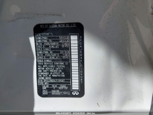 3PCAJ5M3XLF109087 Infiniti Qx50 Essential Awd