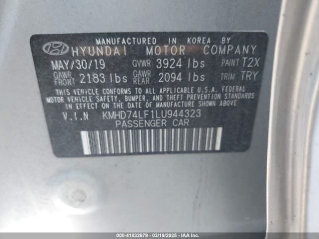 KMHD74LF1LU944323 Hyundai ELANTRA SE
