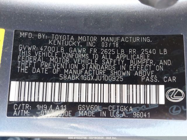 58ABK1GGXJU100925 Lexus ES 350