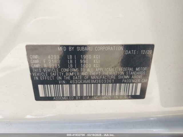 4S3GKAM68M3603361 Subaru Impreza Sport