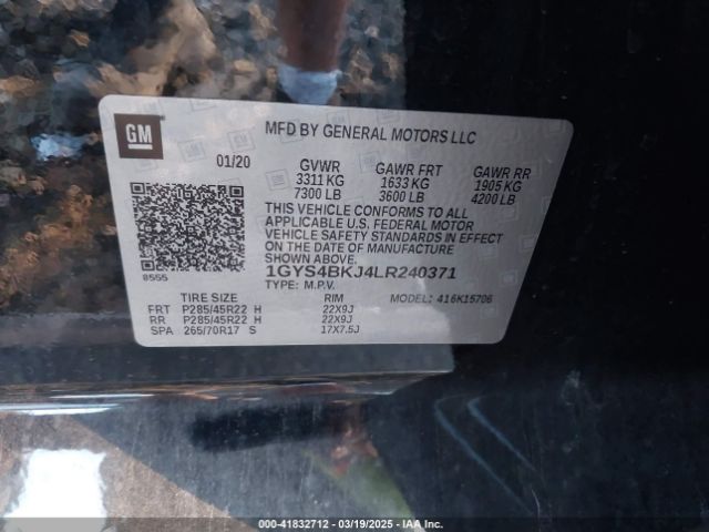 1GYS4BKJ4LR240371 Cadillac Escalade 4wd Luxury