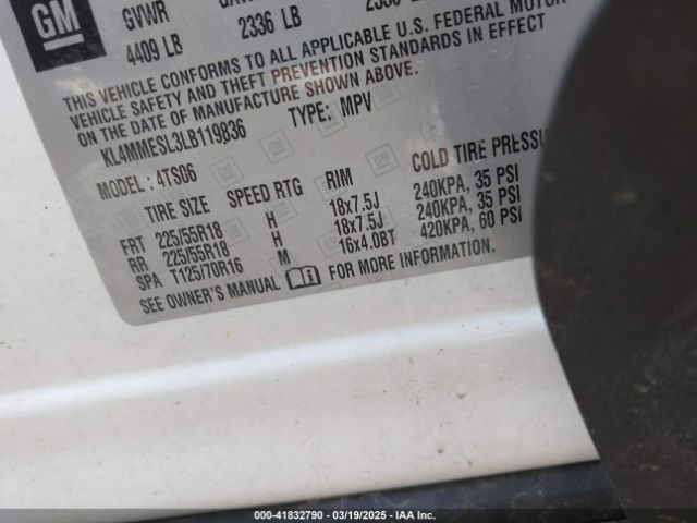 KL4MMESL3LB119836 Buick Encore Gx Awd Select