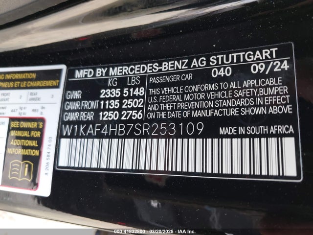 W1KAF4HB7SR253109 Mercedes-Benz C 300