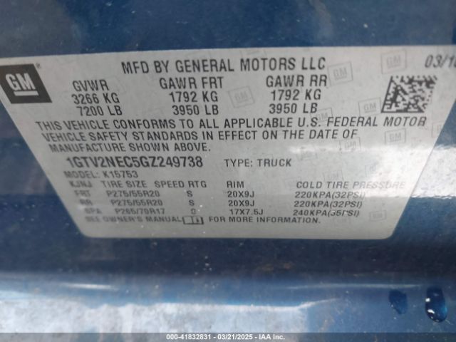1GTV2NEC5GZ249738 GMC Sierra 1500 Slt