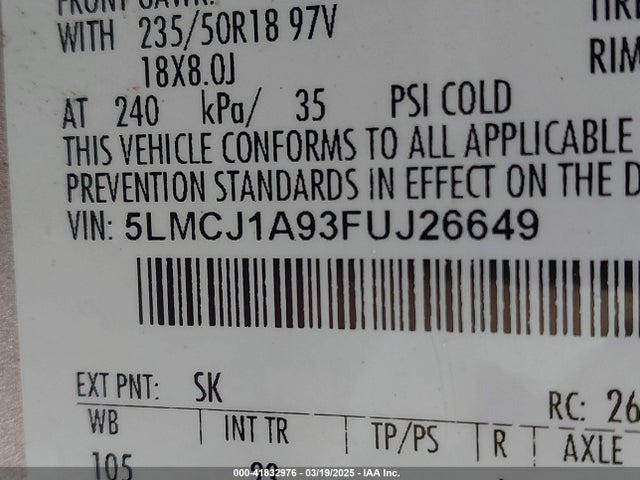 5LMCJ1A93FUJ26649 Lincoln MKC
