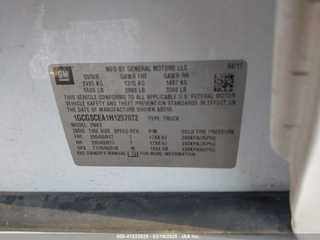 1GCGSCEA1H1257072 Chevrolet Colorado Lt
