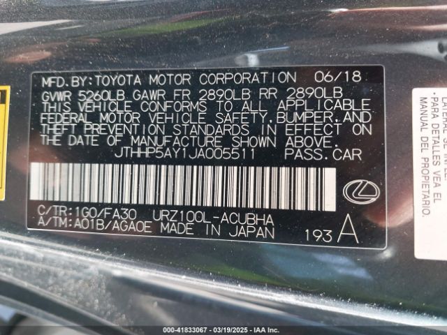 JTHHP5AY1JA005511 Lexus LC 500
