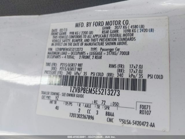 1ZVBP8EM5E5213273 Ford Mustang V6 Premium
