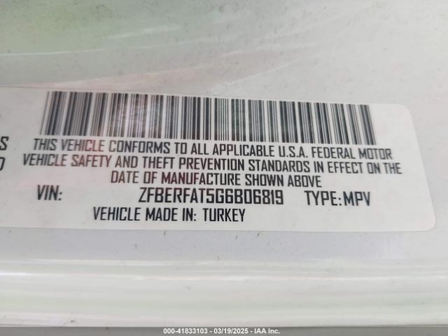 ZFBERFAT5G6B06819 RAM Promaster City Tradesman