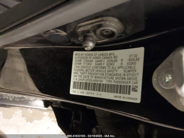 2HGFC2F83LH569159 Honda Civic Sport