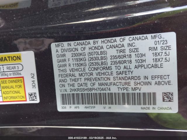 2HKRS5H58PH704474 Honda Cr-v Hybrid Sport