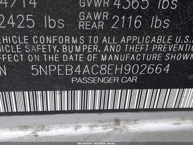 5NPEB4AC8EH902664 Hyundai SONATA GLS