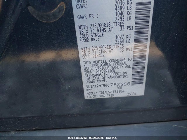 5N1AT2MT9GC782556 Nissan Rogue Sl