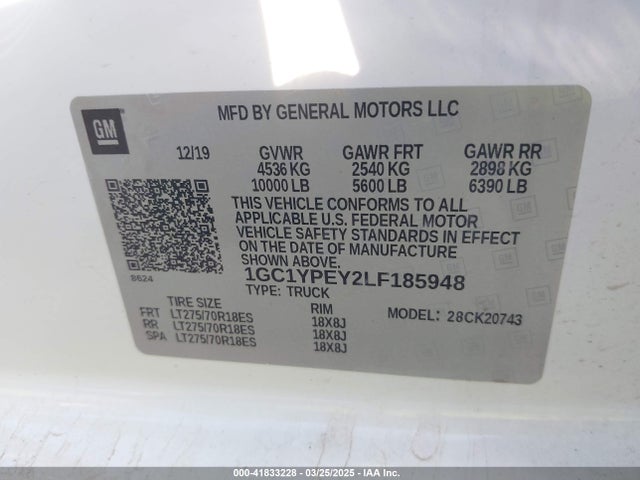 1GC1YPEY2LF185948 Chevrolet Silverado 2500hd 4wd  Standard Bed Ltz