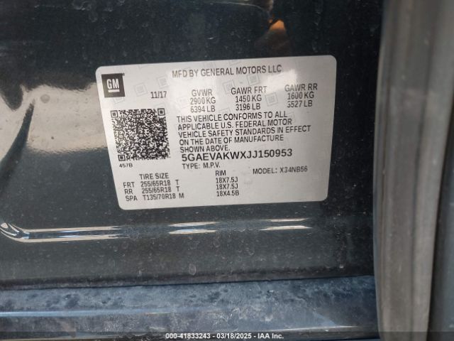 5GAEVAKWXJJ150953 Buick Enclave Essence