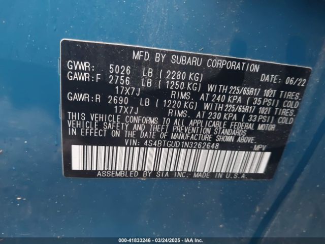 4S4BTGUD1N3262648 Subaru Outback Wilderness