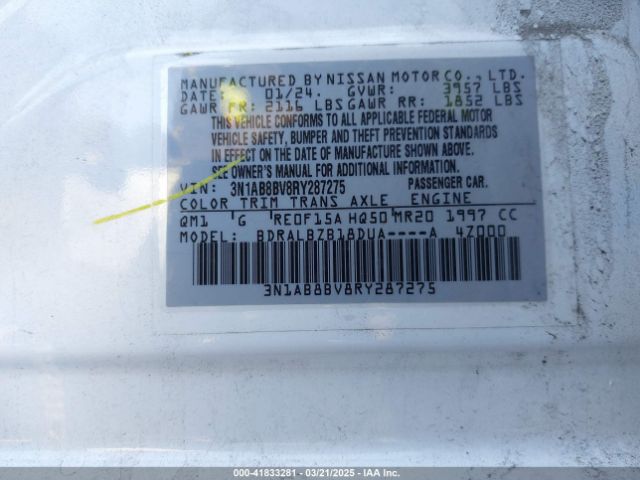 3N1AB8BV8RY287275 Nissan Sentra S Xtronic Cvt