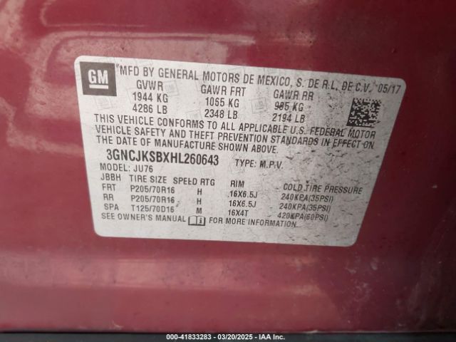 3GNCJKSBXHL260643 Chevrolet TRAX LS