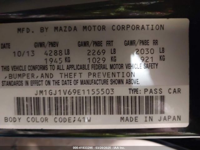 JM1GJ1V69E1155503 Mazda Mazda6 I Touring