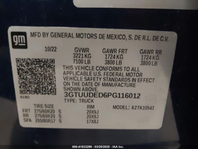 3GTUUDED6PG116012 GMC Sierra 1500 4wd  Short Box Slt